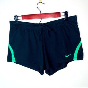 Nike DriFit Black & Green Athletic Shorts Women’s size Medium